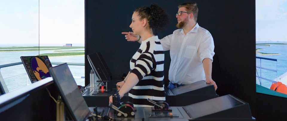 Students on our ship bridge simulator